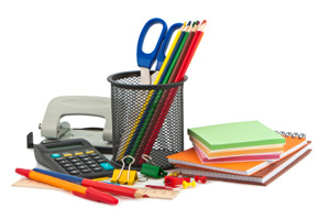 Office Supplies in a Pile