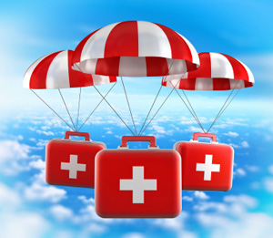 Medical supplies in parachute